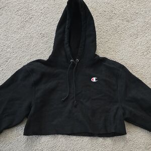 Champion Black Hoodie with Logo